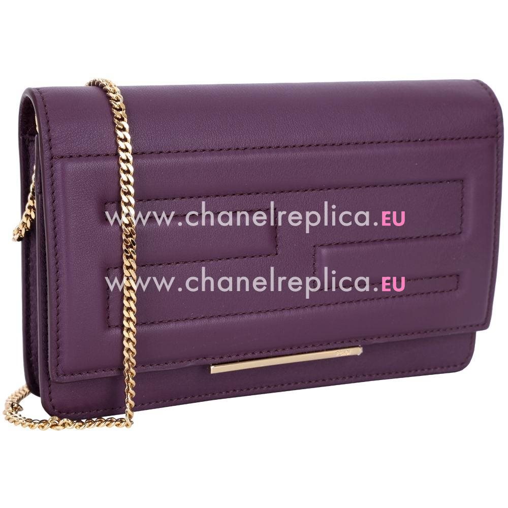 FENDI Tube Calfskin Dinner Metal Chain Bag Purple F1548725