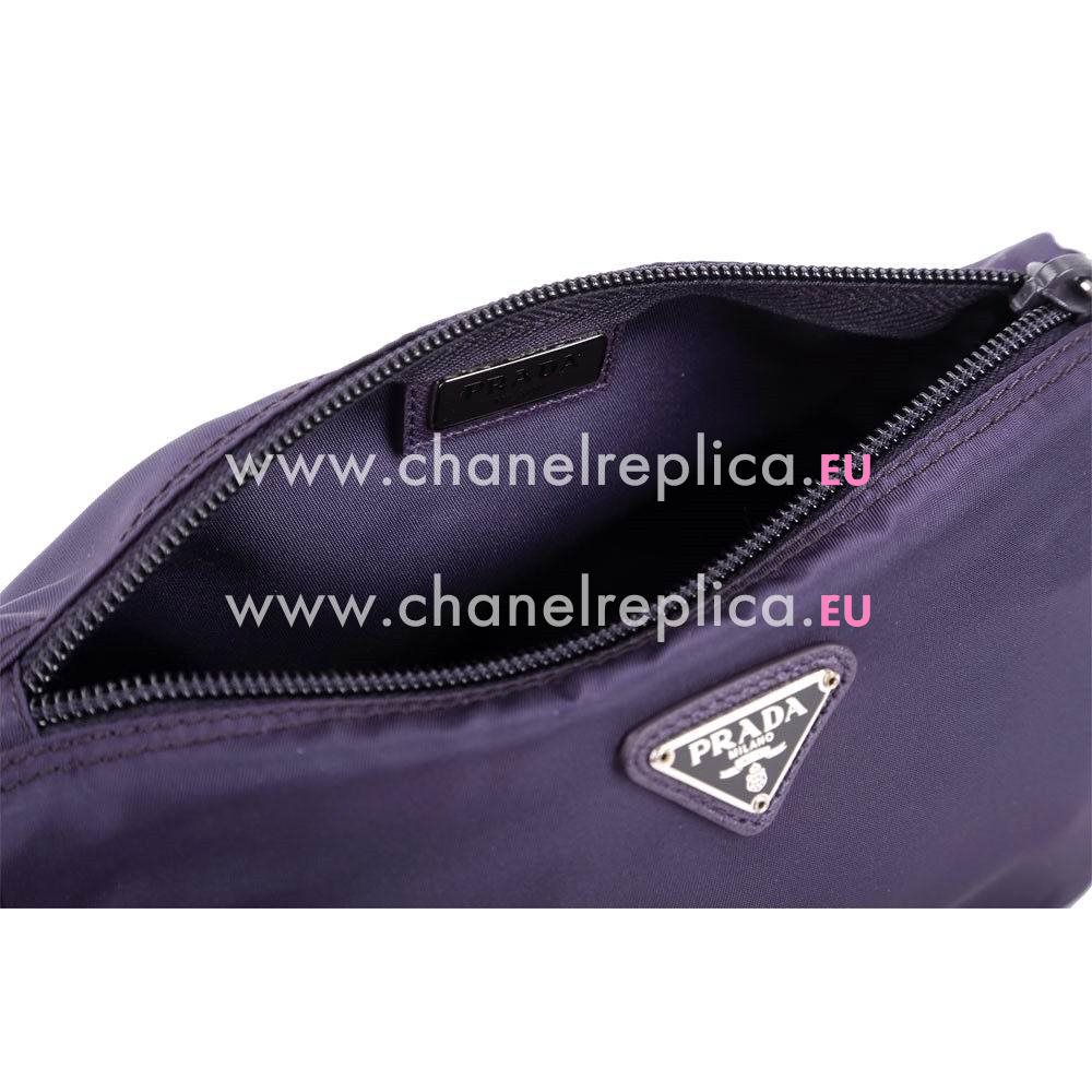 Prada Classic Triangle Logo Nylon Cosmetic Bag Purple P7010405