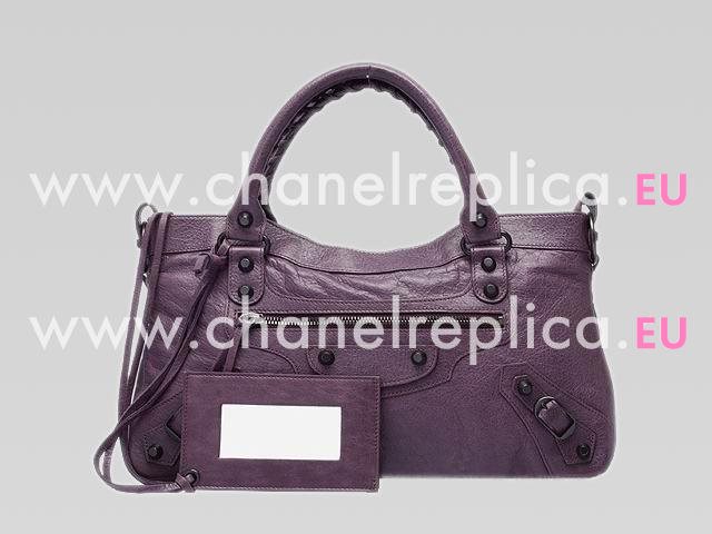 Balenciaga First Top Lambskin Leather Bag In Purple 103208PUR