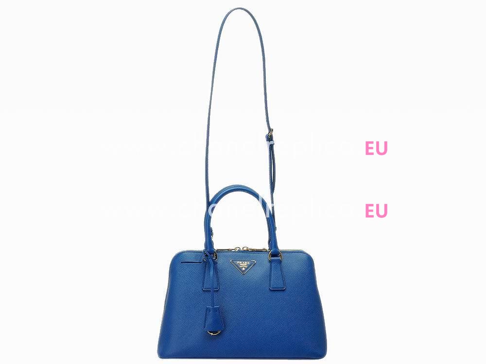 Prada Lux Saffiano Classic Triangle Logo Cowhide Handle/Shoulder Bag Blue P469220