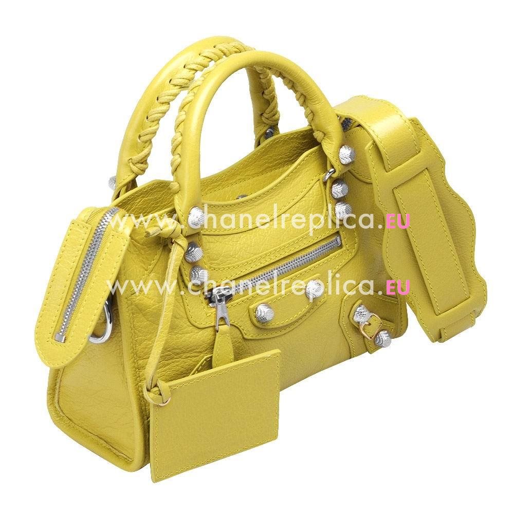 Balenciage City Lambskin Silvery hardware Classic Mini Bag Lemon Yellow B2055052