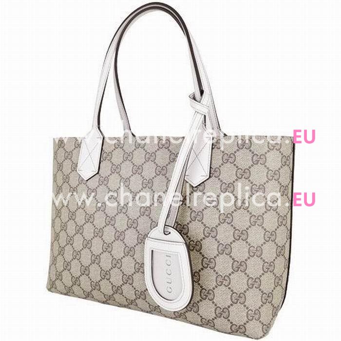 Gucci Calfskin Two Sided Tote Bag In Khaki White G372613
