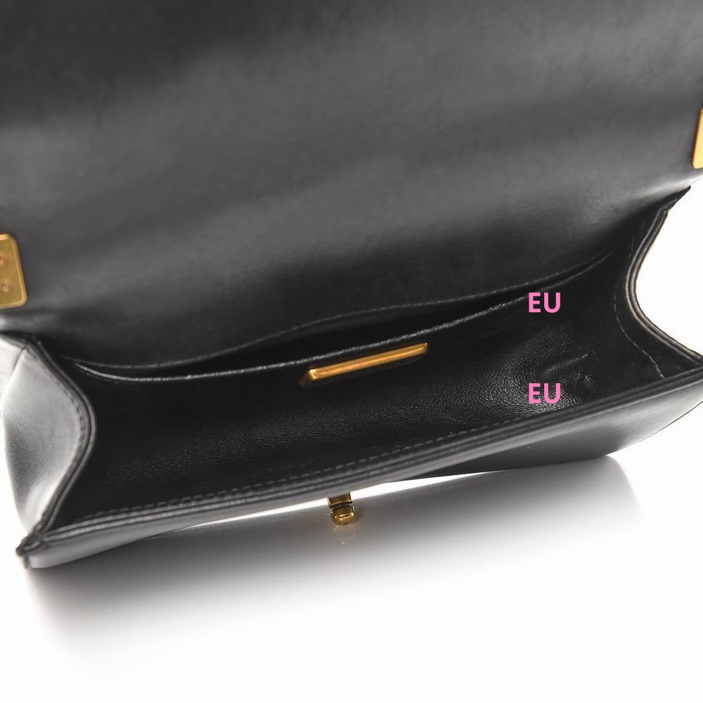 Chanel Python skin Medium Boy Bag Top Handle Cuprum Chain Bag Black CH73667