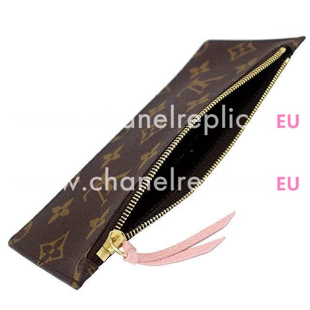 Louis Vuitton Classic Monogram Canvas Zipper Wallet Rose Ballerine M41739