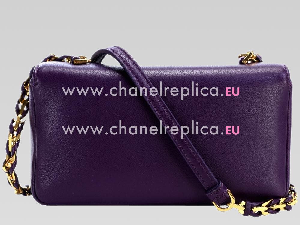 FENDI Baguette Lambskin Mini Chain Dinner Bag Purple F472739