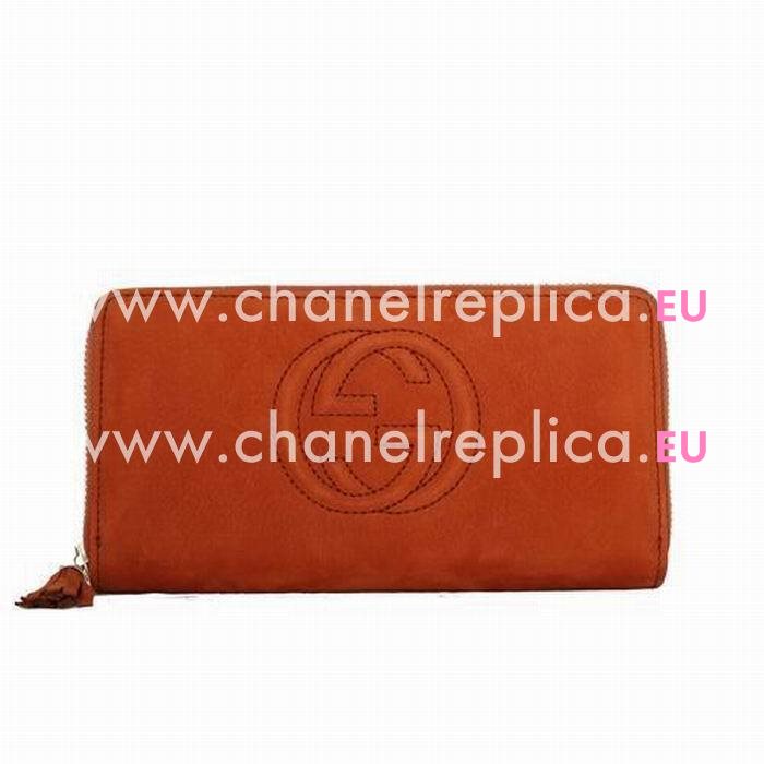 Gucci Soho Calfskin Zipper Wellets In Orange G6111410