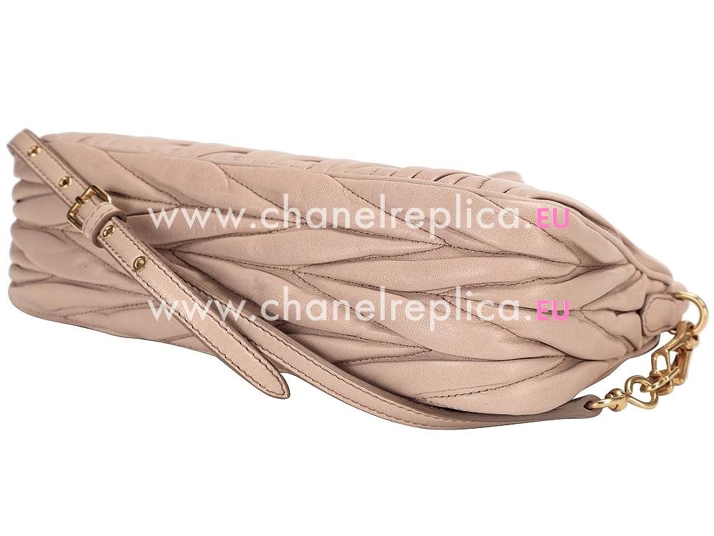 Matelassé nappa leather clutch Nude RP0356