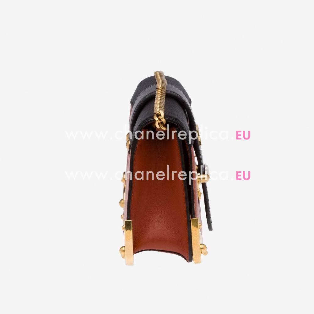 Prada Cahier Calf/Saffiano Leather Clutch Terracotta/Black P1B0481