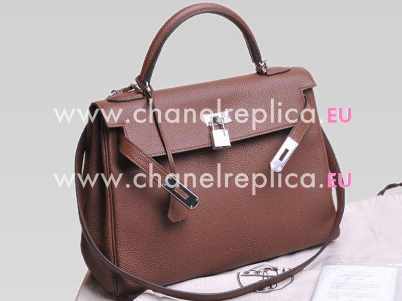 Hermes Kelly 32cm Togo Leather Silver Hardware In Deep Coffee H449107