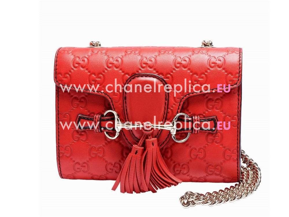 Gucci Emily Guccissima GG Calfskin Mini Bag Red CA794822