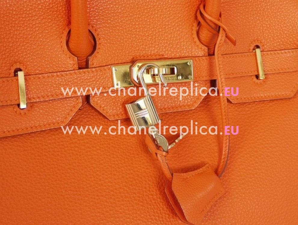 HERMES BIRKIN 35 TOGO Leather Bag Orange Gold Hardware Hand Sew H1043OGH