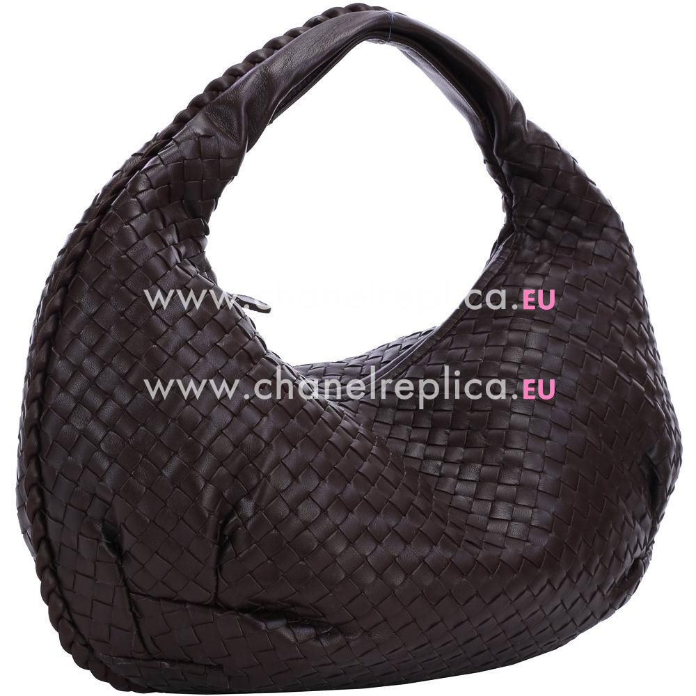 Bottega Veneta Classic Intrecciato Nappa Weave Falcate Shoulder Bag In Coffee BV492422