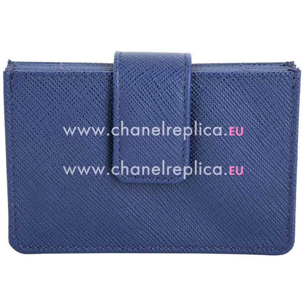 Prada Saffiano Relievo Logo Calfskin Card Bag Blue P7021310