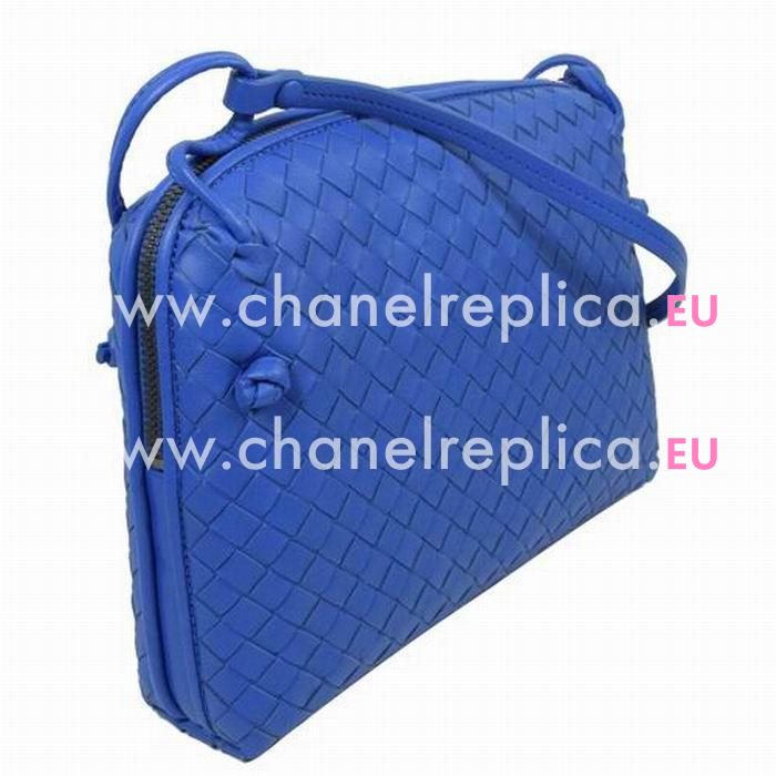 Bottega Veneta Classic Nappa Leather Woven Square Bag Blue BV7051009