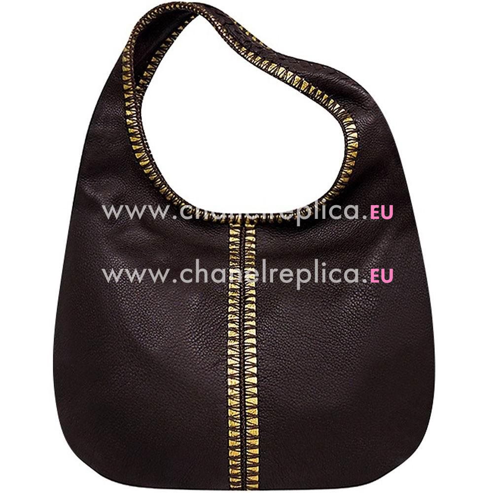 Bottega Veneta Intrecciato Nappa Weave Falcate Bag In Chocolate B5782423