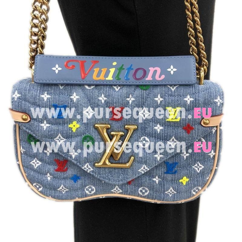 Louis Vuitton Denim Canvas New Wave Chain Bag MM Blue M53692