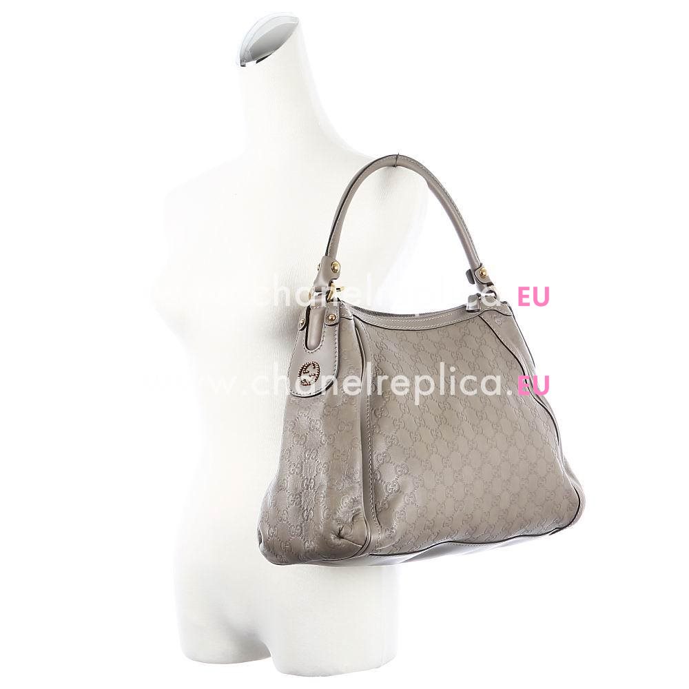 Gucci Scarlett Classic GG Calfskin Leather Weaving Bag In Gray G5623524