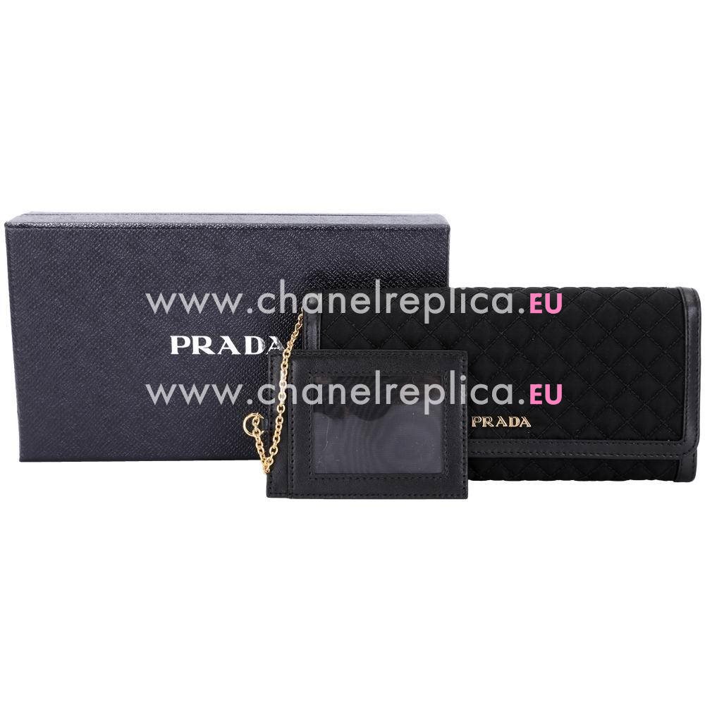 Prada Saffiano Gold Embossment Logo Cowhide Wallet In Black PR61017041