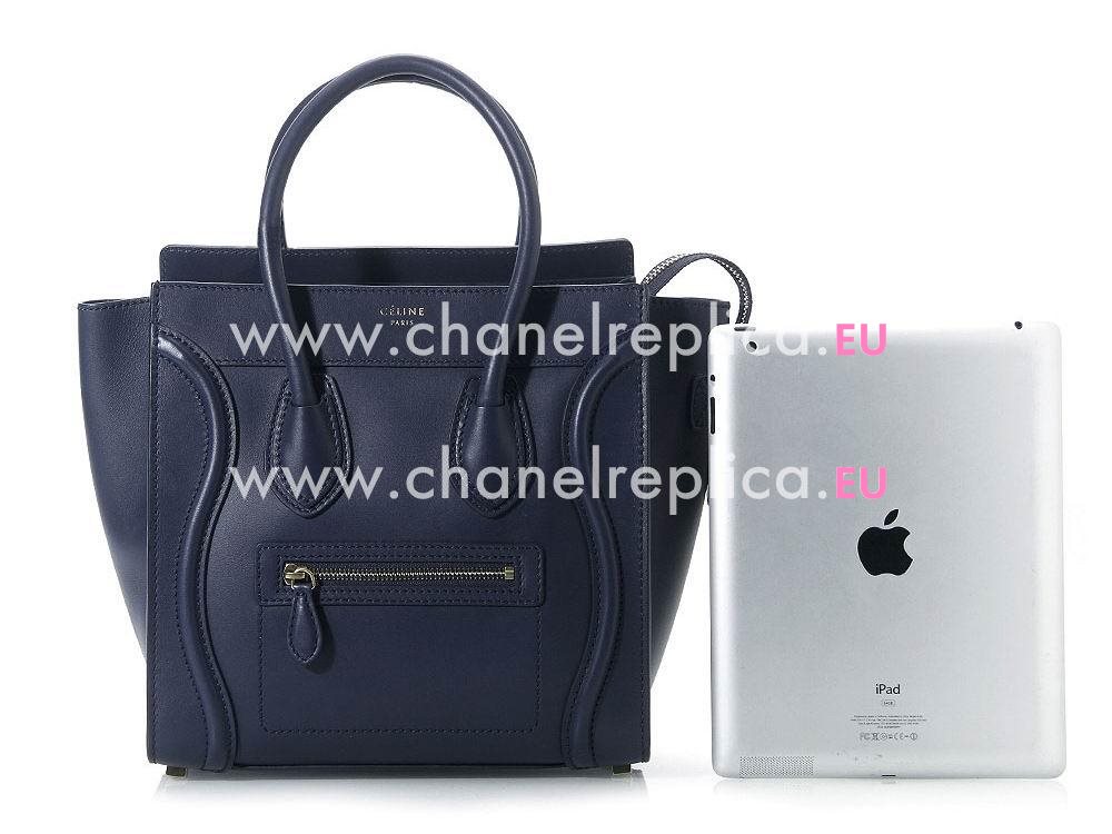 Celine Calfskin Nano Luggage Micro Mini Bag Deep-Blue CE94379