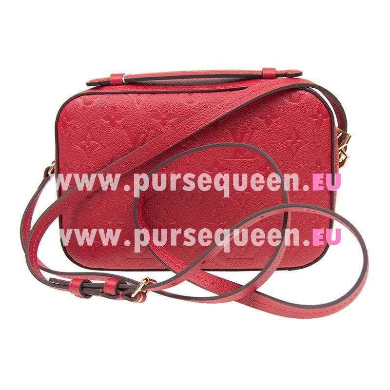 Louis Vuitton Embossed Supple Grained Cowhide Leather SAINTONGE Scarlet Handbag M44606