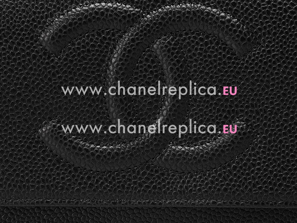 Chanel Classic Double CC Cavier Shoulder/Clutch Black A47429