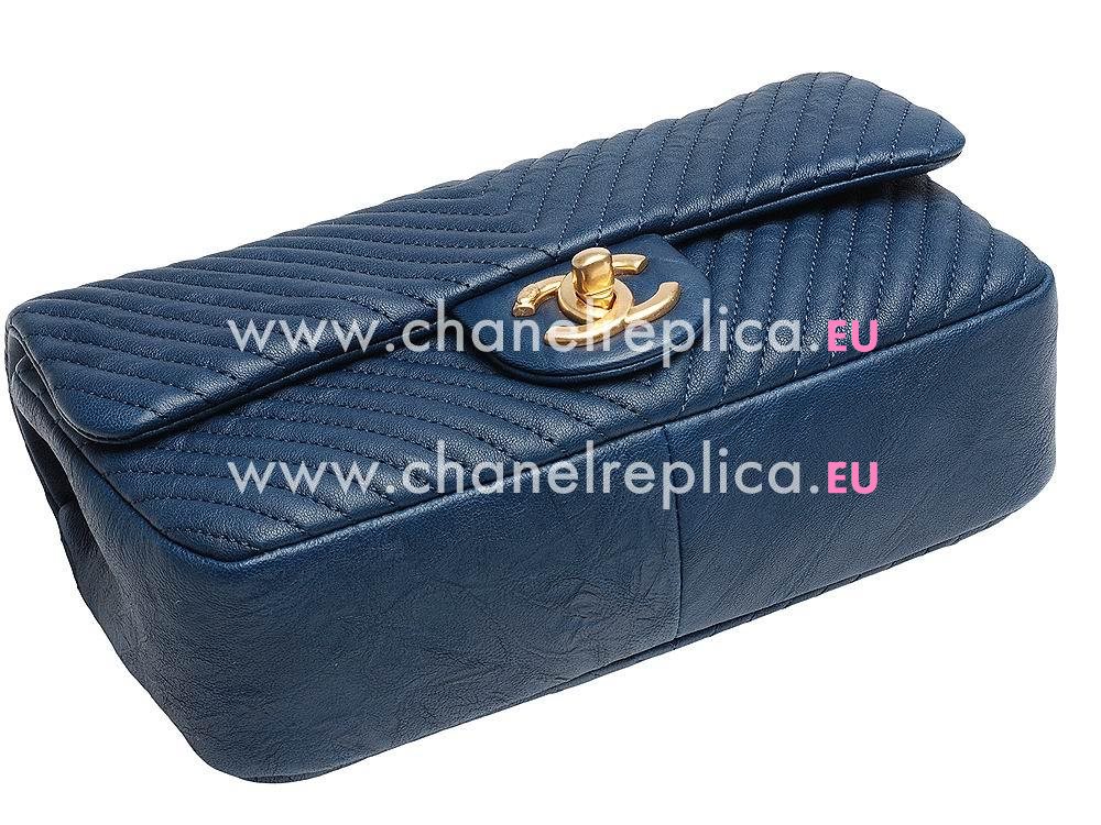 Chanel Calfskin Herringbone Mini Coco Flap Bag (Deep Blue) A704573