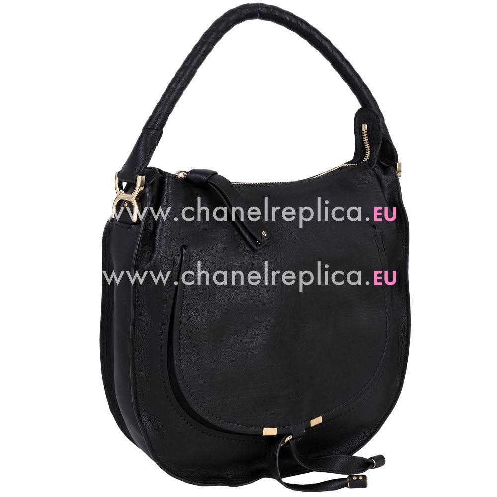 CHLOE Marcie Calfskin Shoulder Zipper Bag Black CL7040409