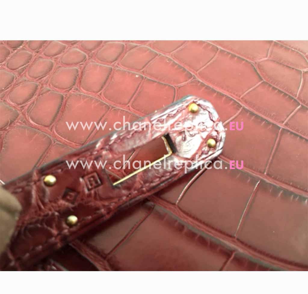 Hermes Kelly 32 Burgundy Matte Alligator Gold Hardware Handbag HK1032CDR