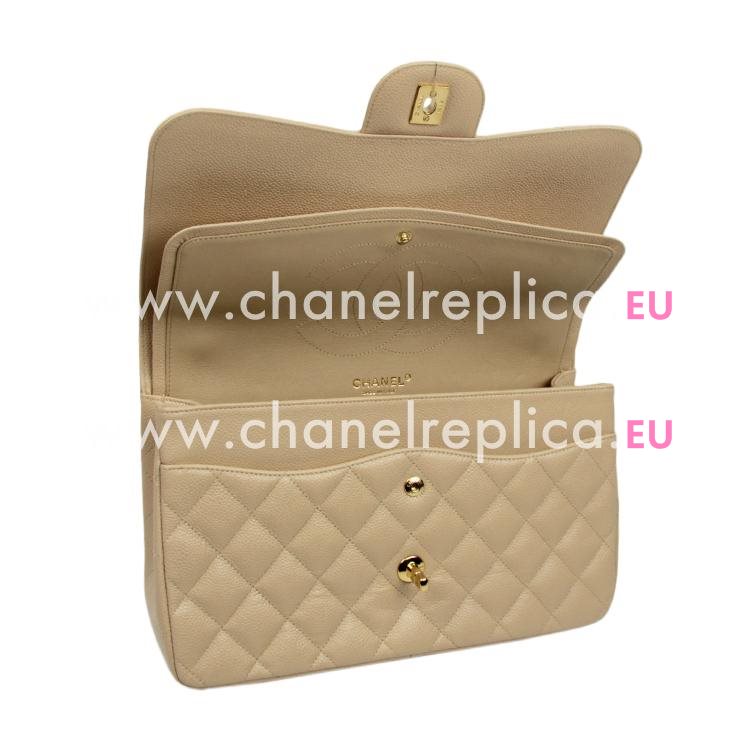 Chanel Biege Caviar Jumbo Double Flap Bag Gold Chain A58600CBG