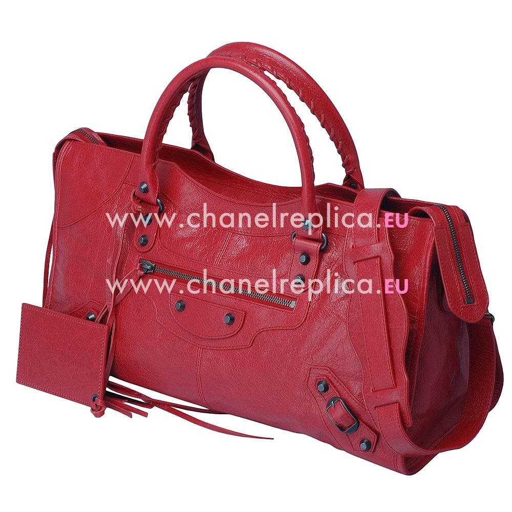 Balenciage Part Time Lambskin Aged Brass hardware Bag Poppy Red B4545117