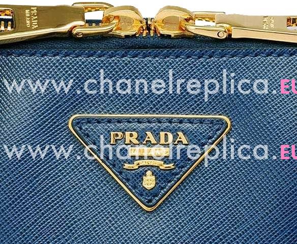 Prada Saffiano Lux Triangle Logo Plate Sapphire Blue P415568