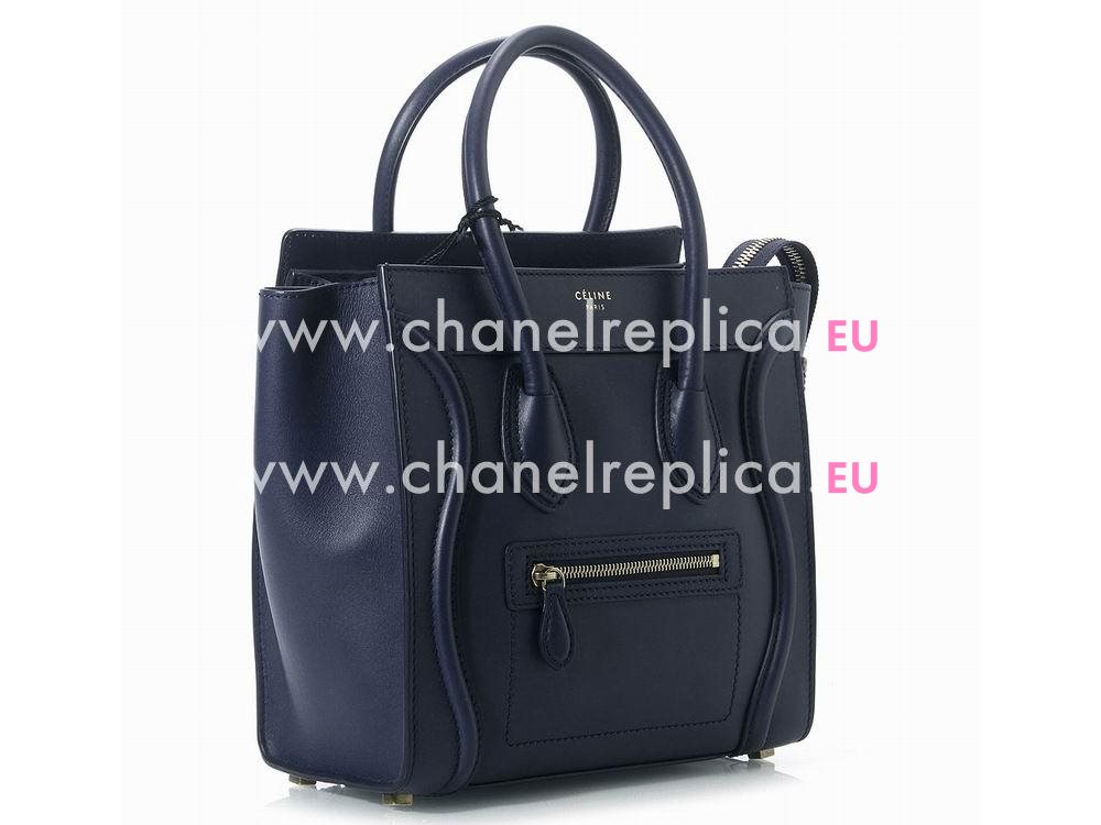 Celine Calfskin Nano Luggage Micro Mini Bag Deep-Blue CE94379