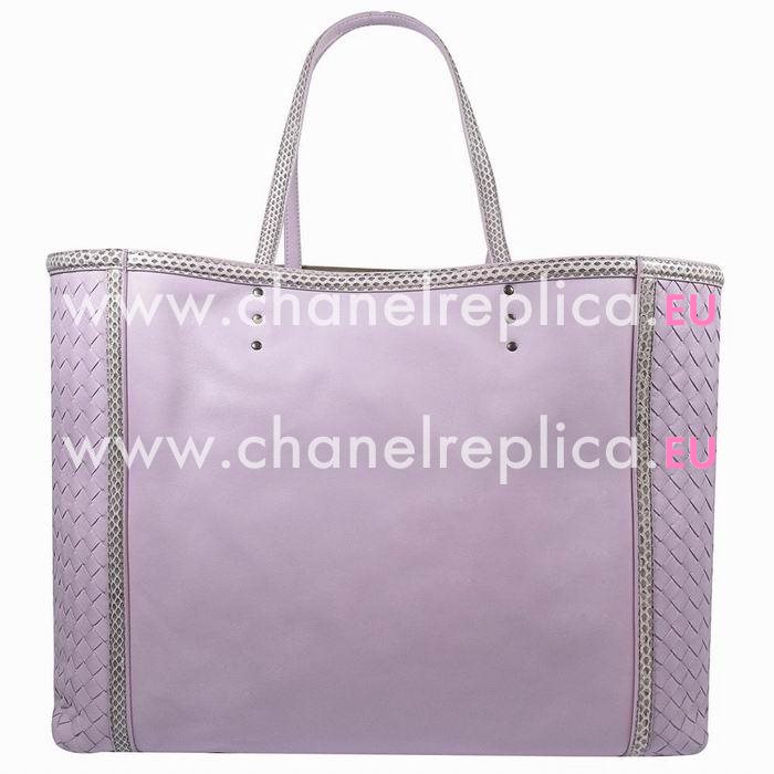 Bottega Veneta Classic Nappa Leather Woven Shop Tote Bag Pink Purple BV7041304