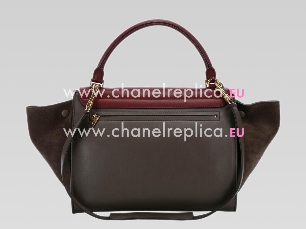 Celine Trapeze Calfskin Should/Hand Bag Red/Brown CE467098