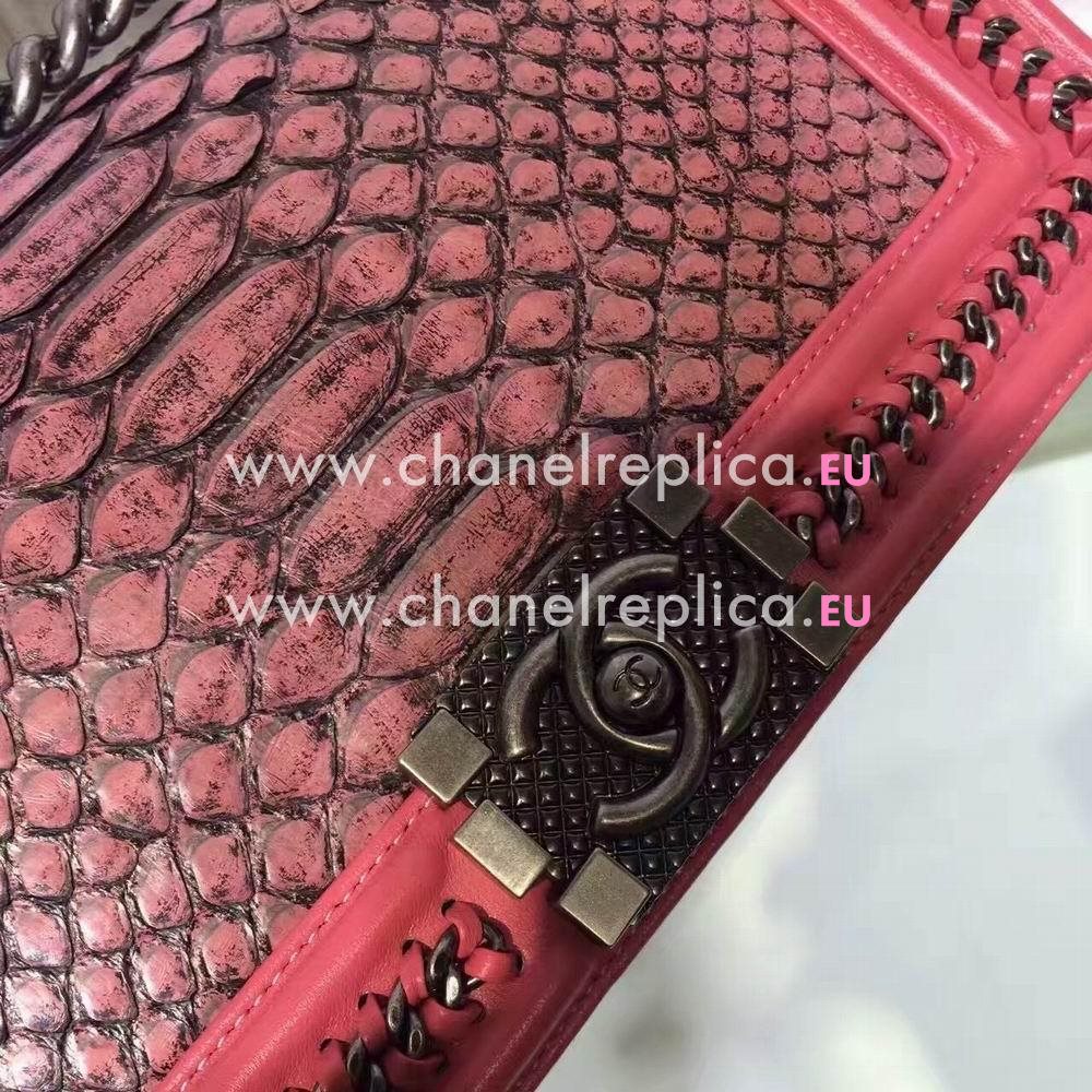 Chanel Boy Cuprum Hardware South Africa Python Skin Bag Pink C7032706