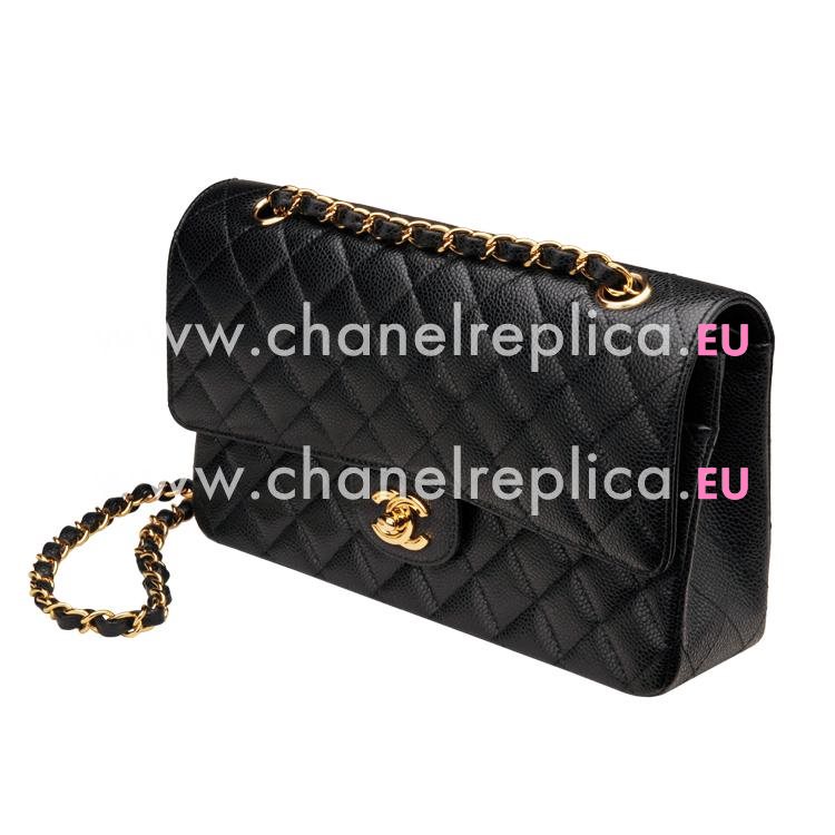 Chanel Medium Caviar Double Flap Bag Black(Golden) A01112-4