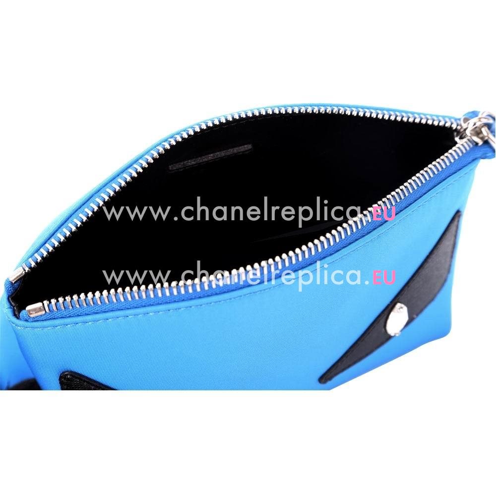 FENDI Monster Eye Cowhide Leather Cosmetic Bag Blue F1548730