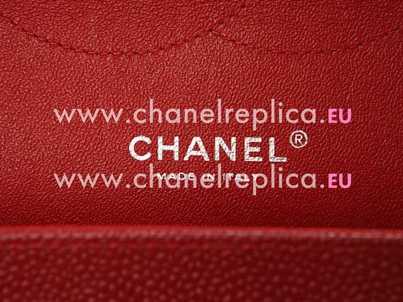 Chanel Caviar Jumbo Double Flap Bag Red Silver Chain A58600Y06500