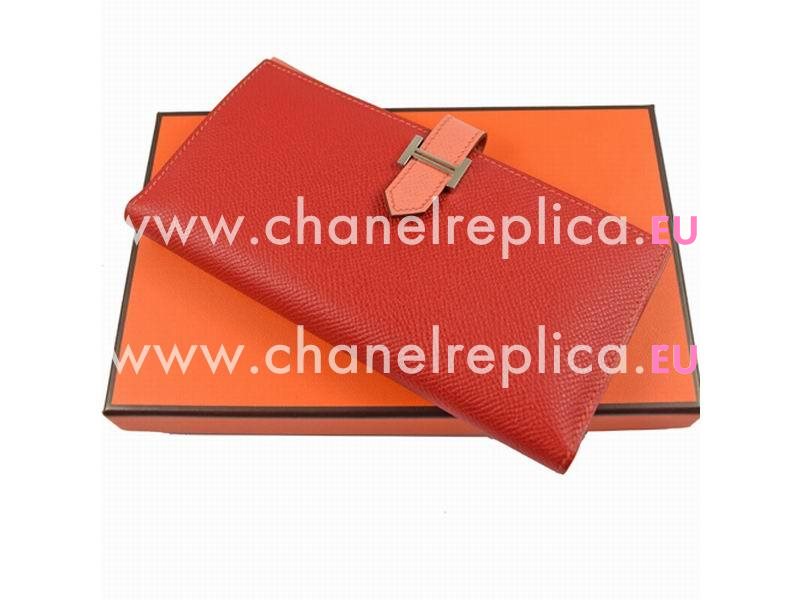 Hermes Kelly Epsom Leather Long Wallet Red H50308
