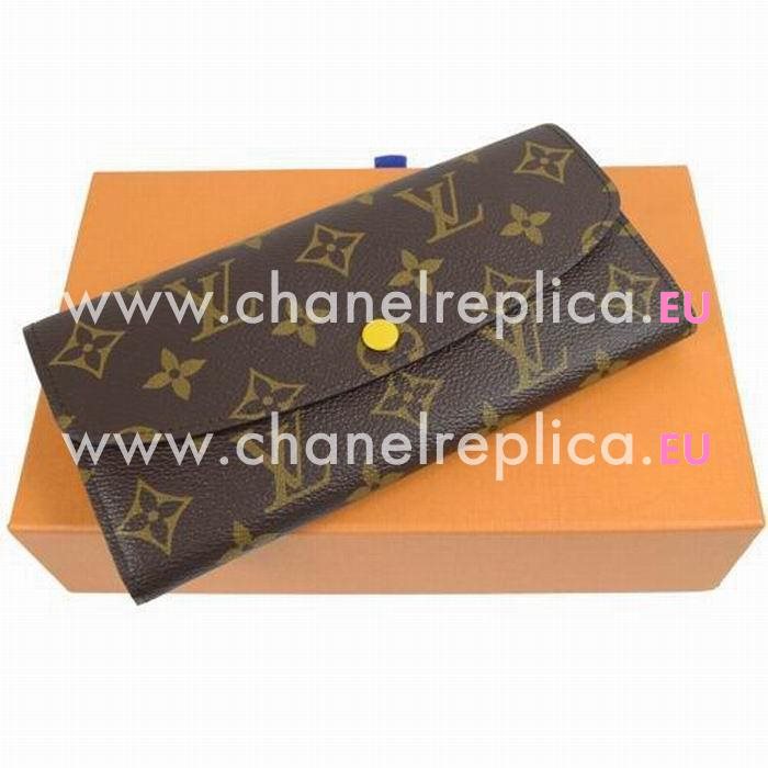 Louis Vuitton Classic Monogram Canvas Leather Zipper Emilie Wallet M61535