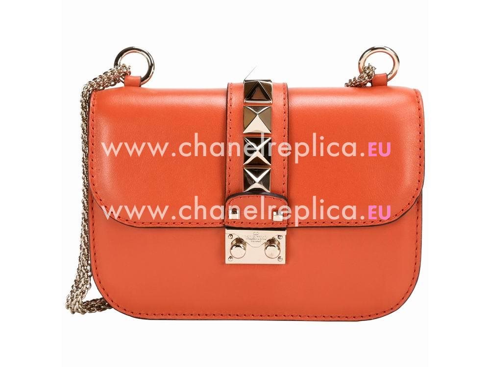 Valentino Glam Lock Calfskin Mini Shoulder Bag Orange VA56314