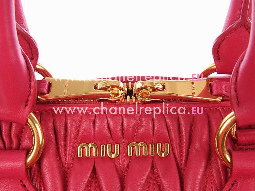 Miu Miu Matelasse Lux Nappa Leather Handbag In Red RL0098