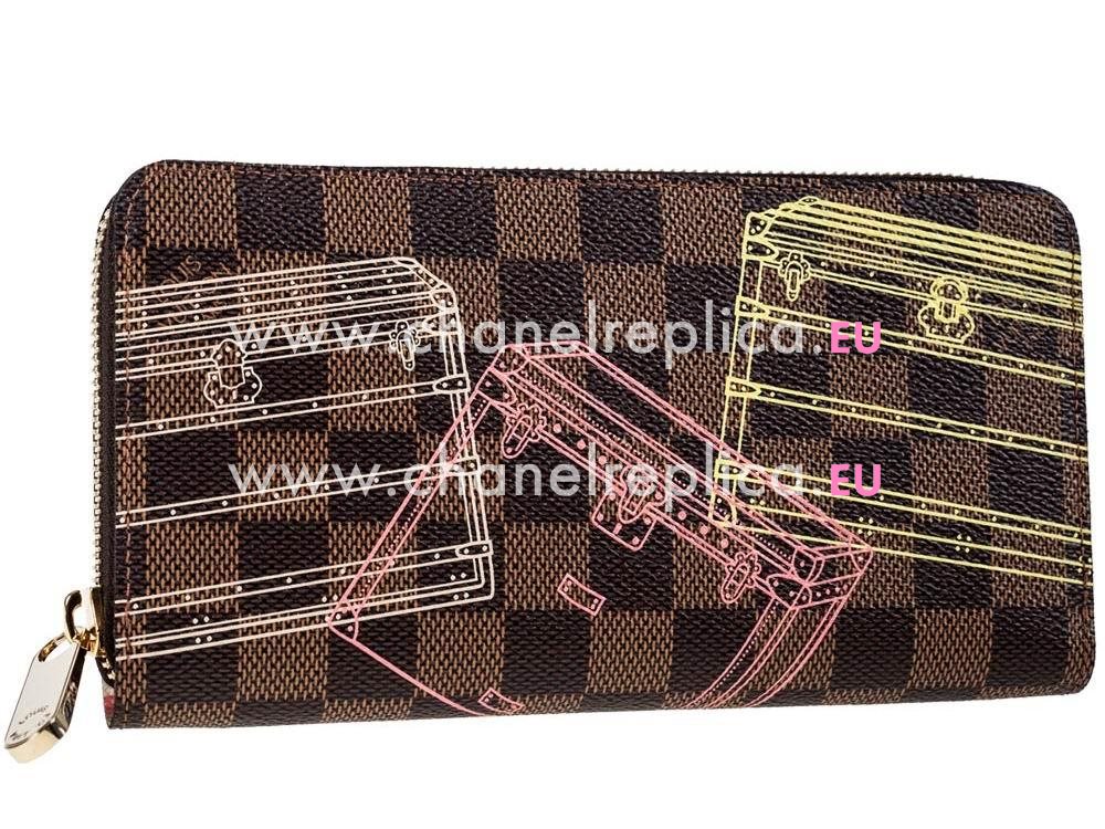 Louis Vuitton Damier Ebene Canvas Zippy Wallet Luggage Design N63026