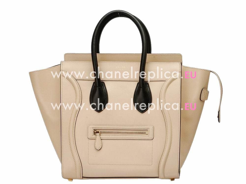 Celine Mini Square Luggage Smooth Calfskin Nano Bag Beige/Black CE50827