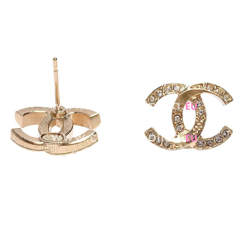 Chanel Double CC Logo Metal/Crystal Earring Gold FE725357