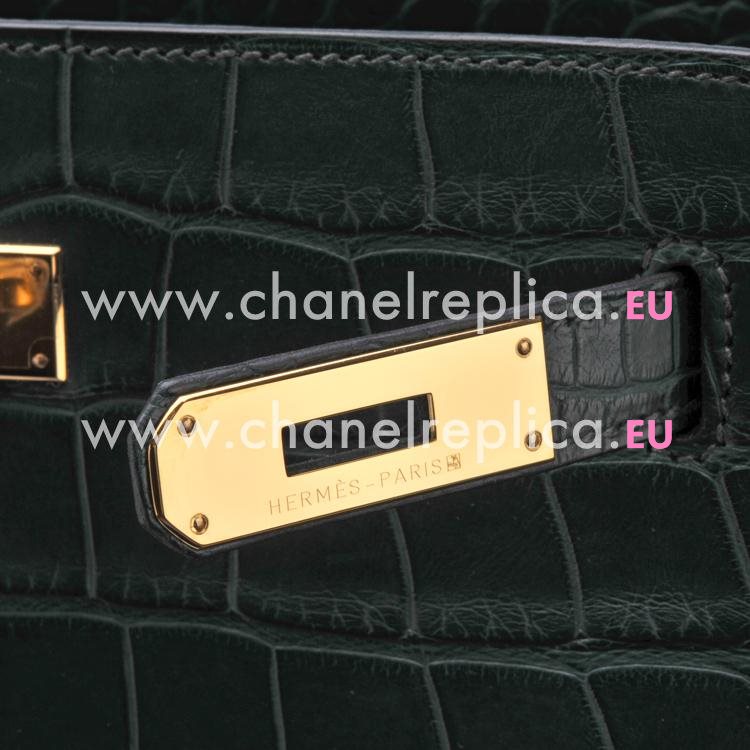 Hermes So Kelly 22 Vert Titien Crocodile Mat Leahter Handbag With Gold Hardware HS22AGT