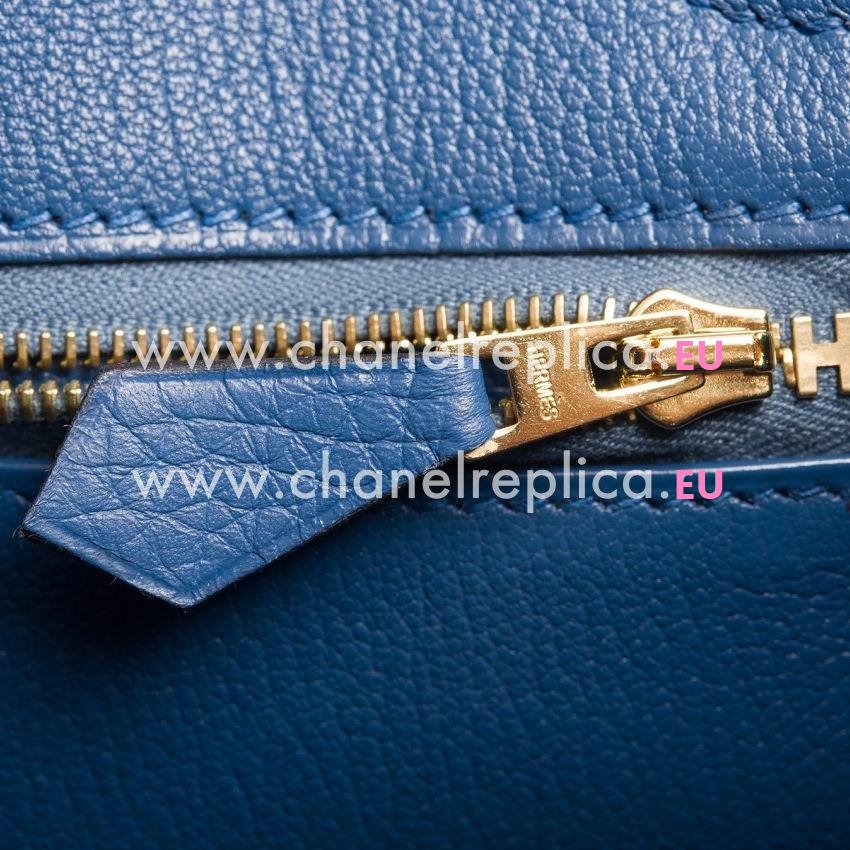 Birkin 30cm Bleu Agate Clemence Leather With GHD Hand Sewing H1030BAC