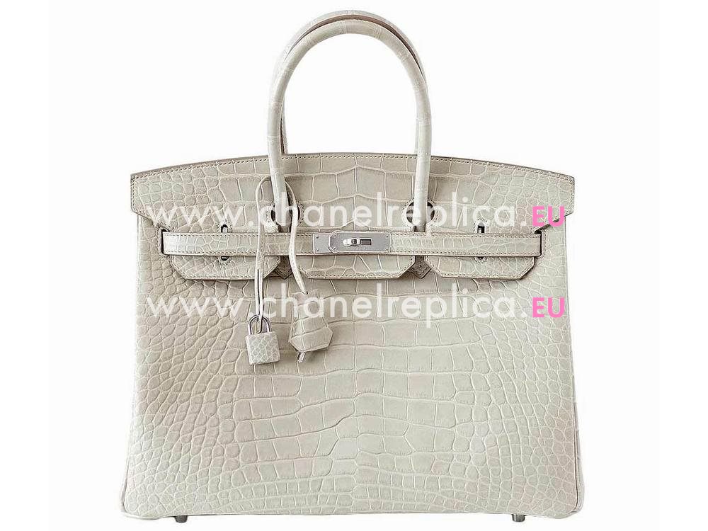 Hermes Birkin 35 Matte Alligator Beton Palladium Hand Sew Handbag H1035LGS