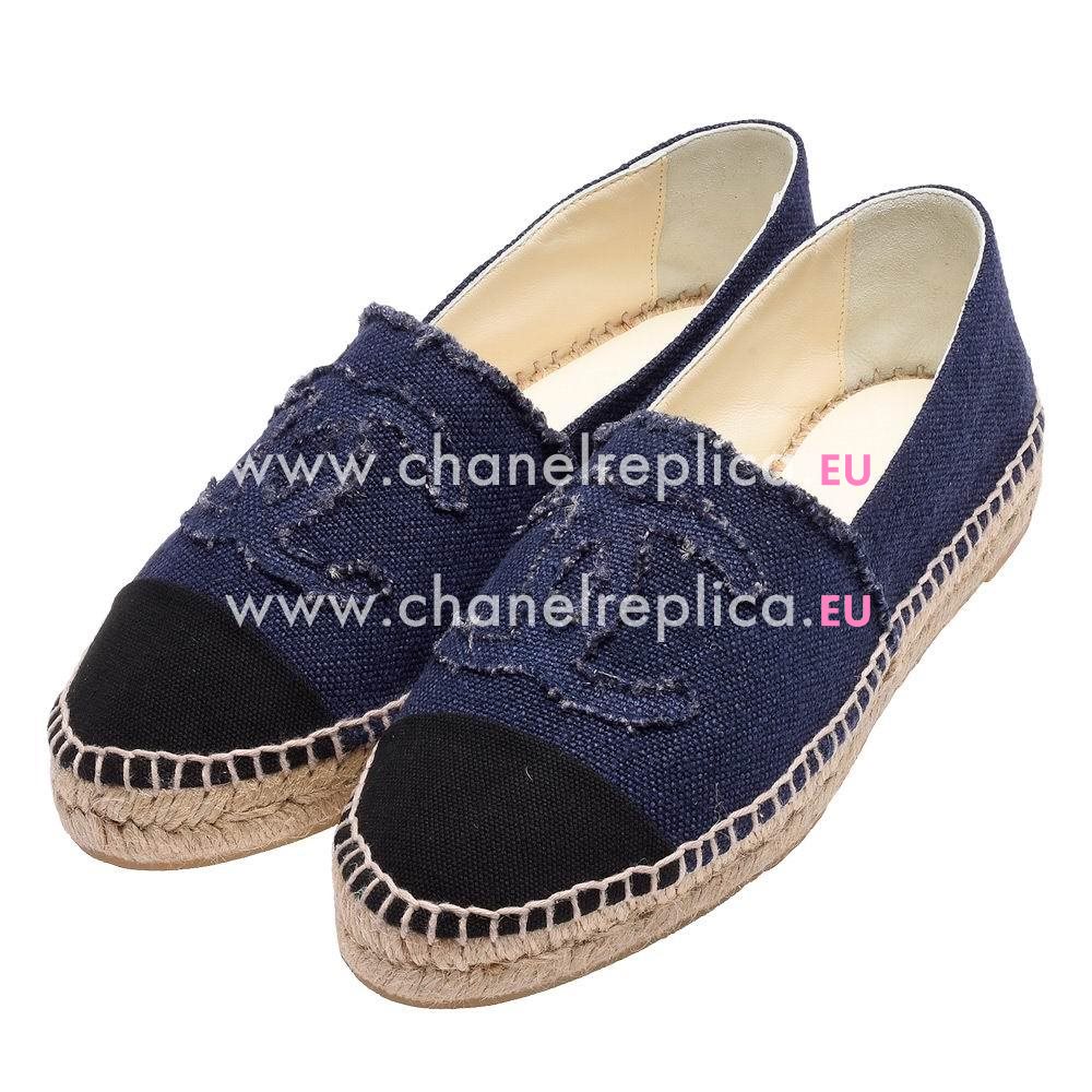 Chanel Espadrilles CC Logo Danim Cavnas Pencil Shoes (Blue/Black) AS399422