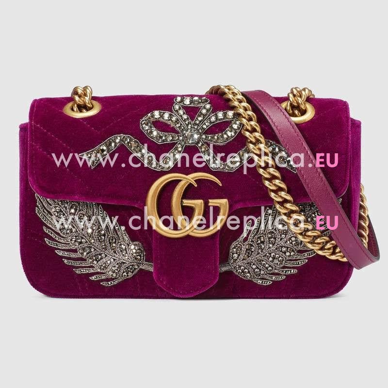 Gucci GG Marmont embroidered velvet mini bag 446744 K4DST 5668